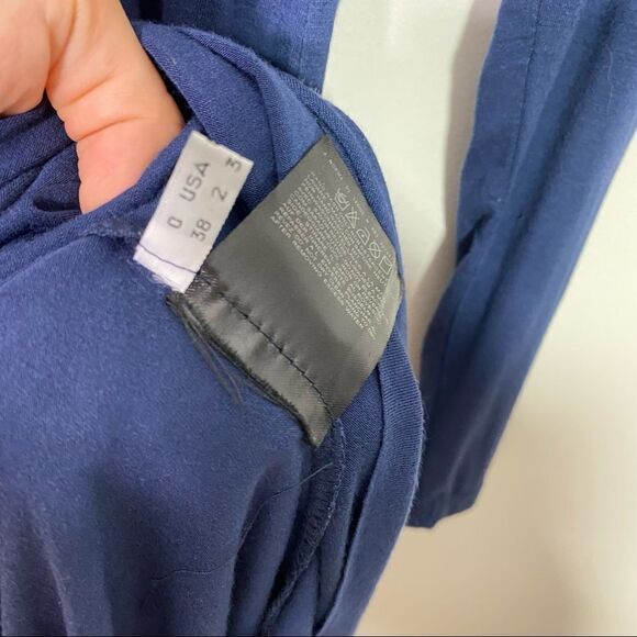 CHLOE Blue Long Sleeved Midi Dress with Beaded Collar and Fringed Shoulders - Picture 6 of 9